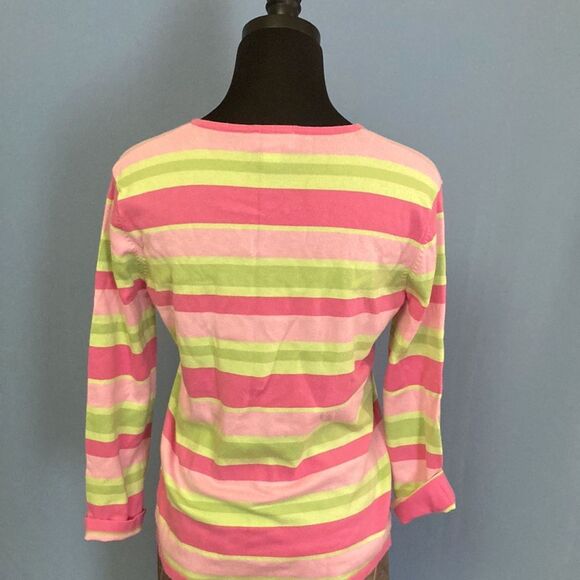 Lilly Pulitzer Pink and Green Striped Sweater, Size Small - Picture 7 of 7